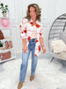 Scarlet Bloom Button Up Top