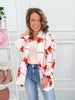 Scarlet Bloom Button Up Top