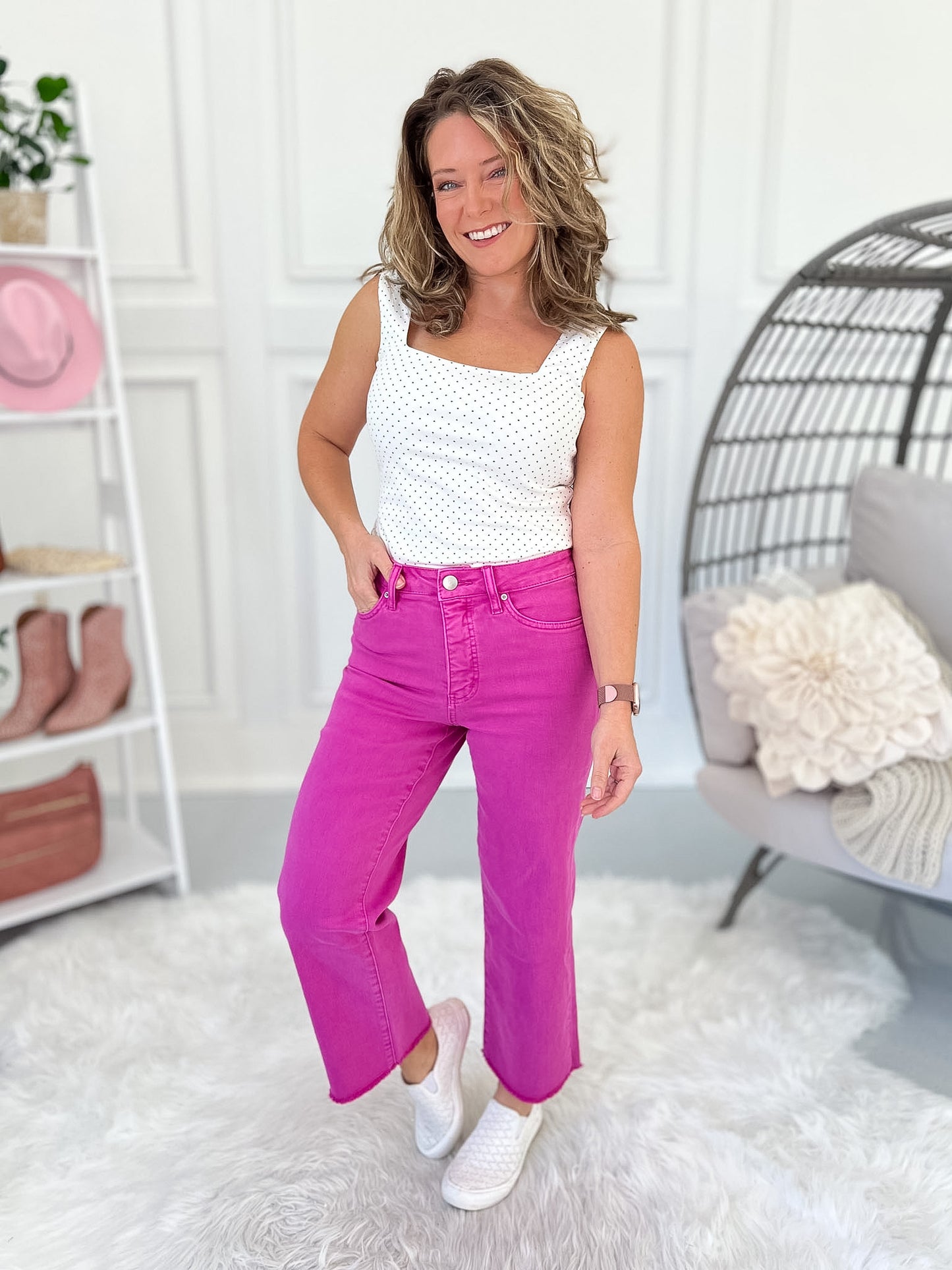 Pretty in Pink Wide Leg Cropped Jeans