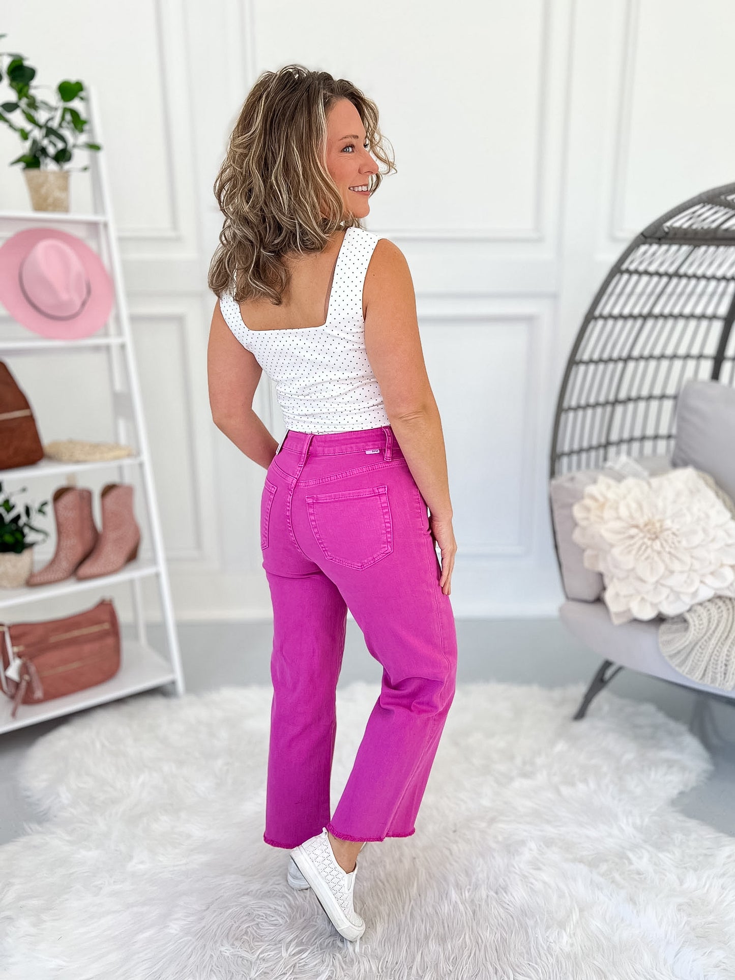 Pretty in Pink Wide Leg Cropped Jeans