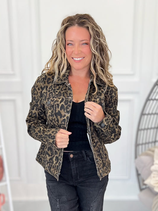The Kitty's Meow - Judy Blue Leopard Print Denim Jacket