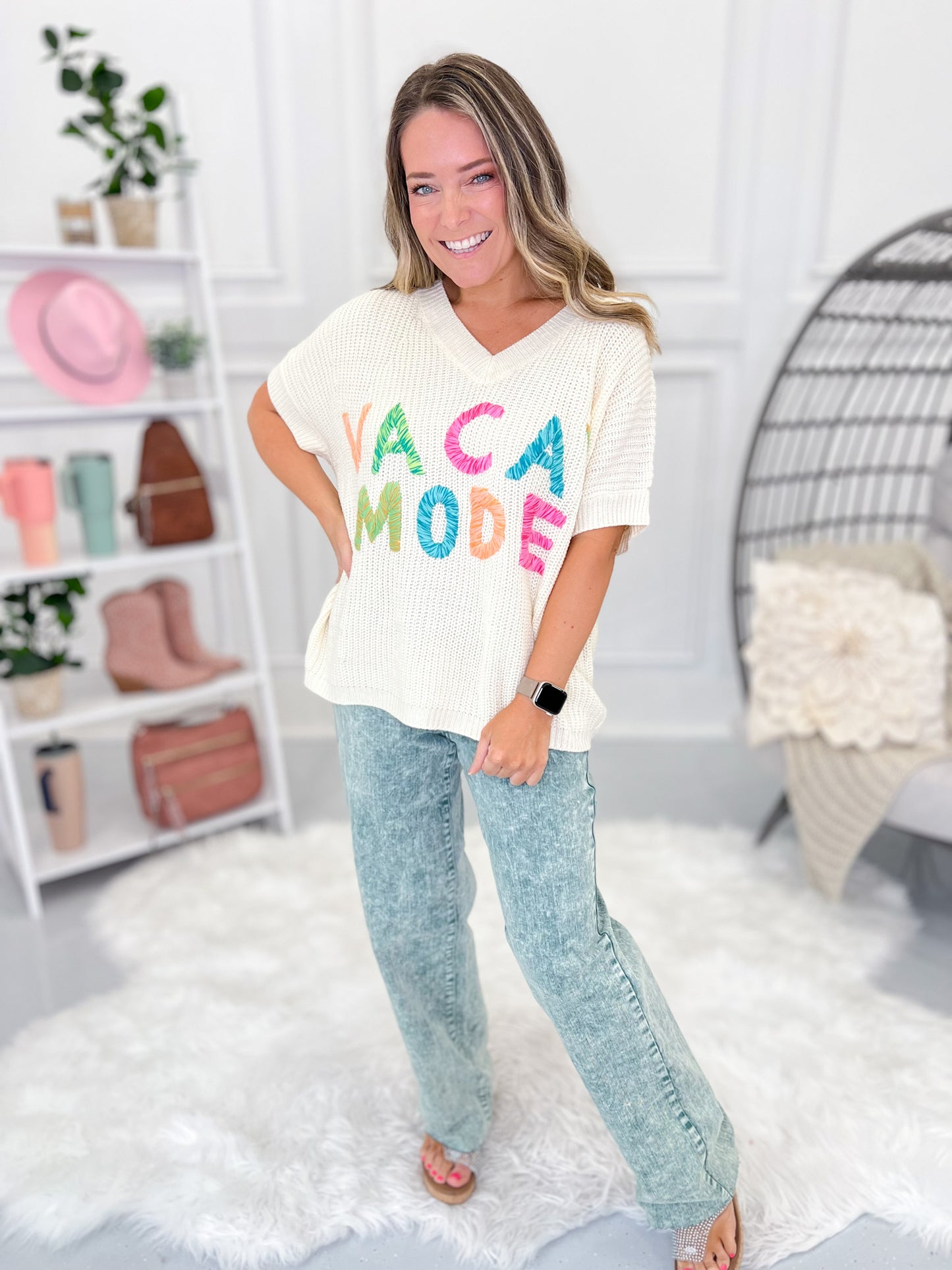 Vacay Mode Knit Dolman Sweater