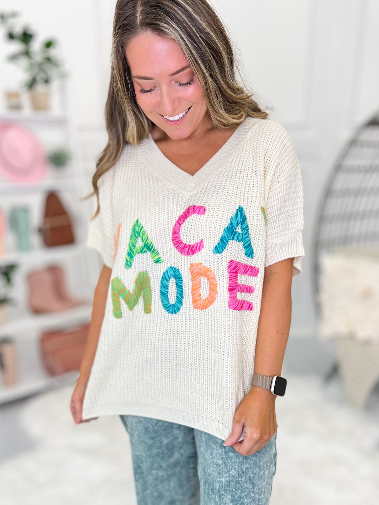 Vacay Mode Knit Dolman Sweater