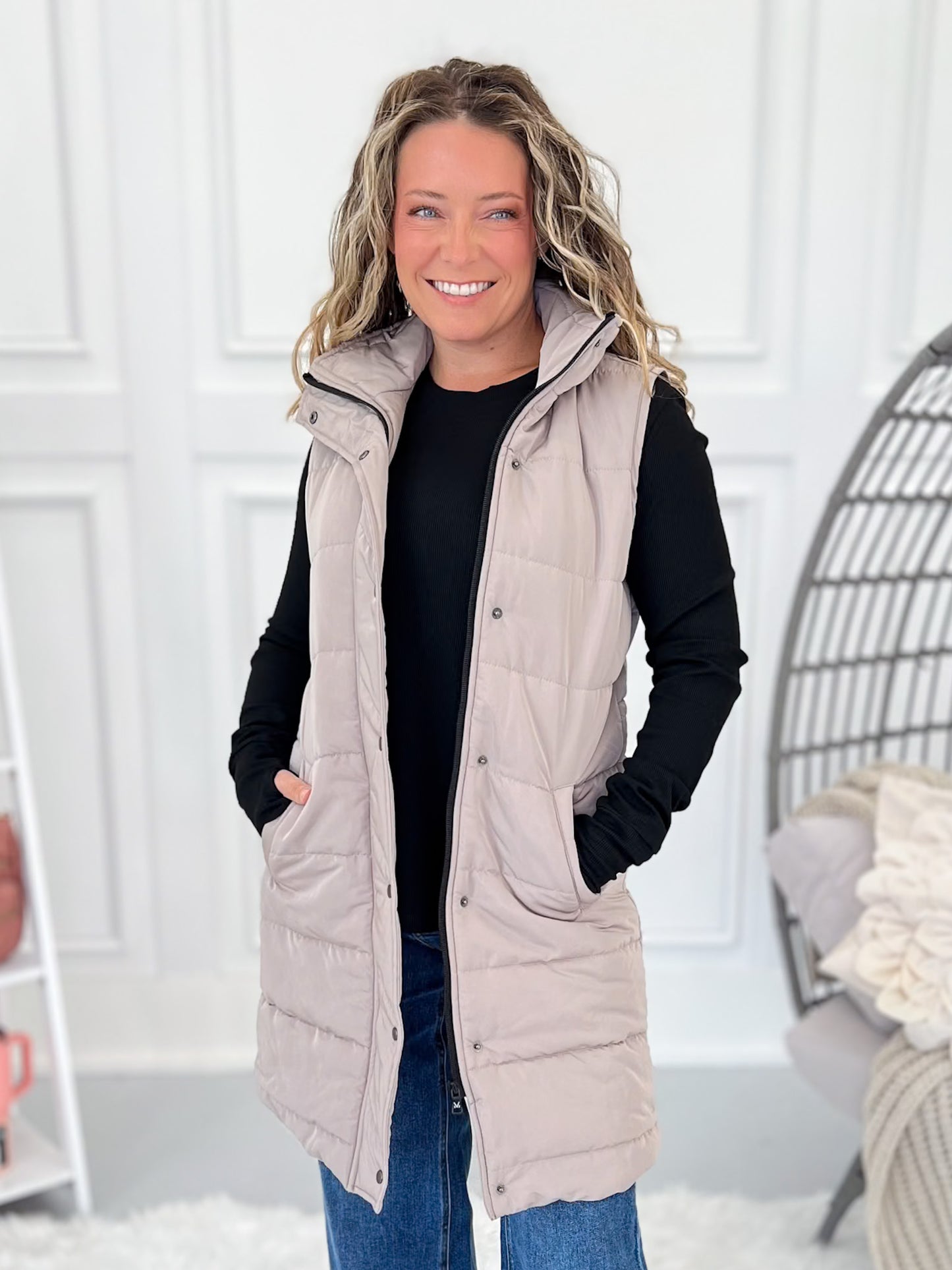 Harlow long Vest - Latte