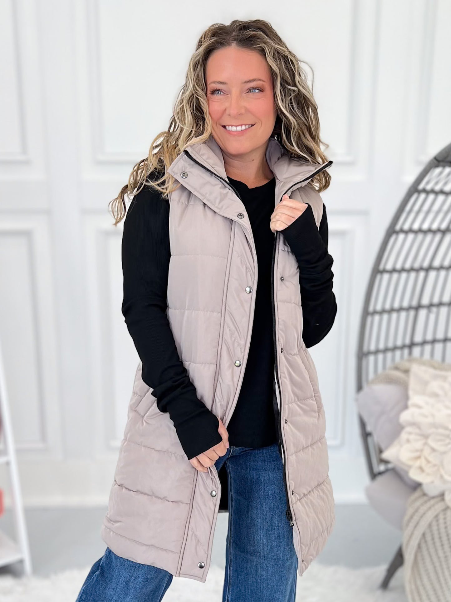 Harlow long Vest - Latte