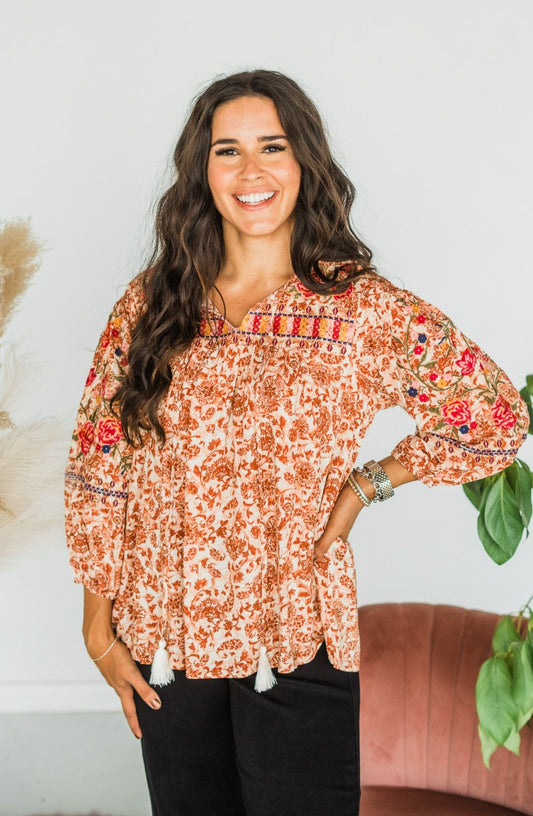 Tuscan Sun Embroidered Blouse