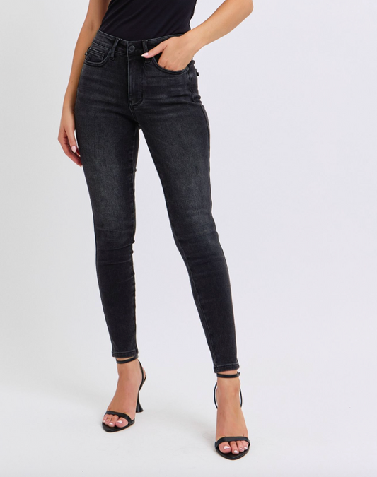 Black Friday - Judy Blue Tummy Control Washed Black Skinny Jean