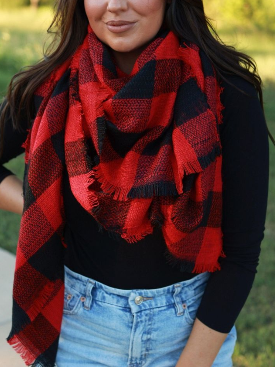 Red and black best sale buffalo plaid scarf