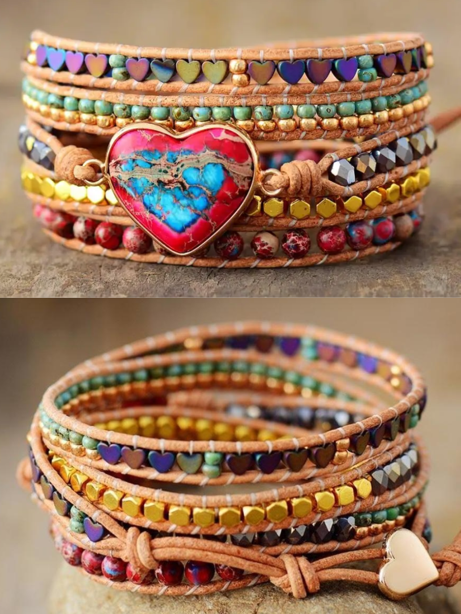 Imperial Jasper Love Heart Wrap Bracelet