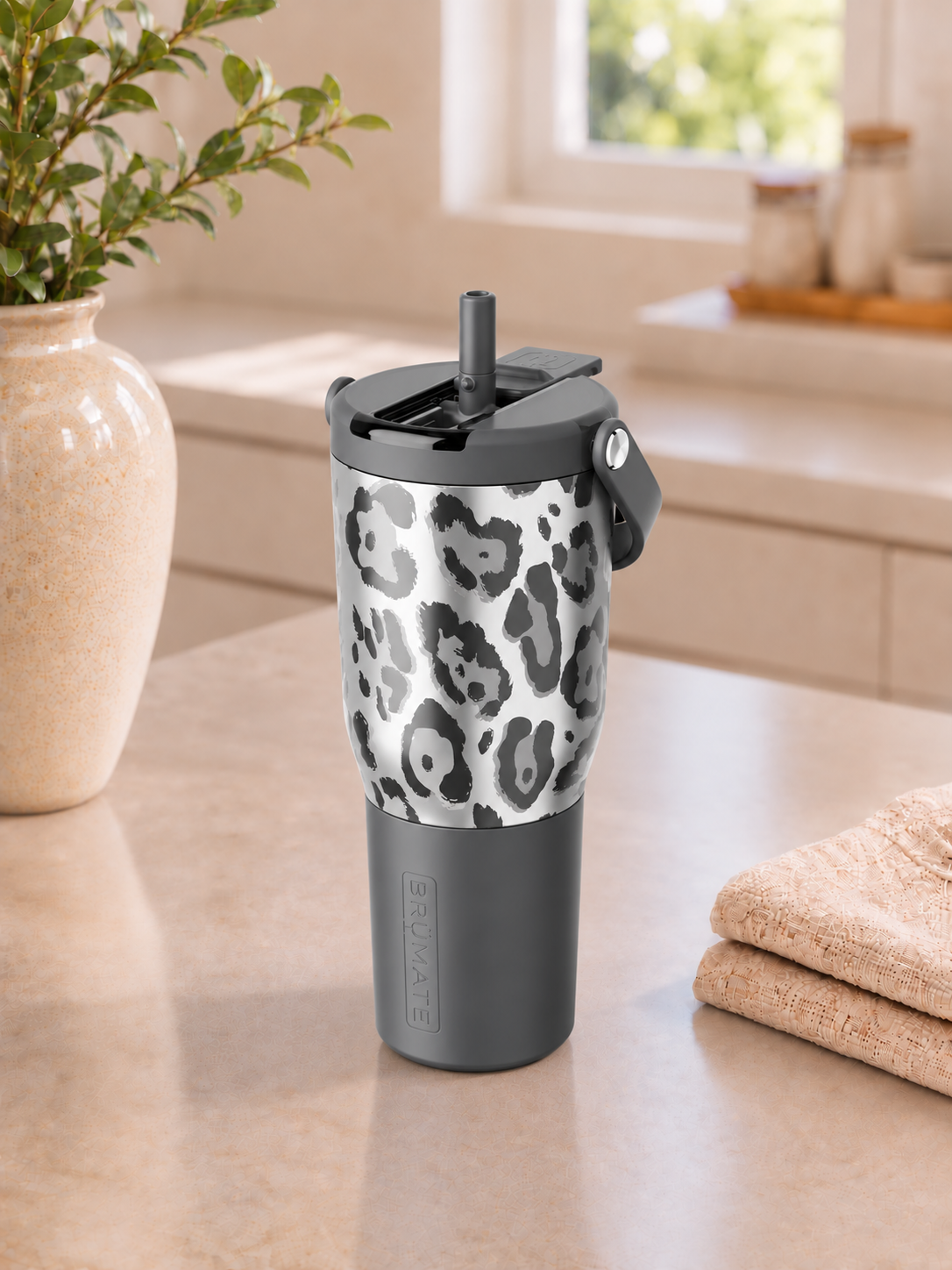 35oz Brumate Resa Flip Tumbler - Metallic Leopard