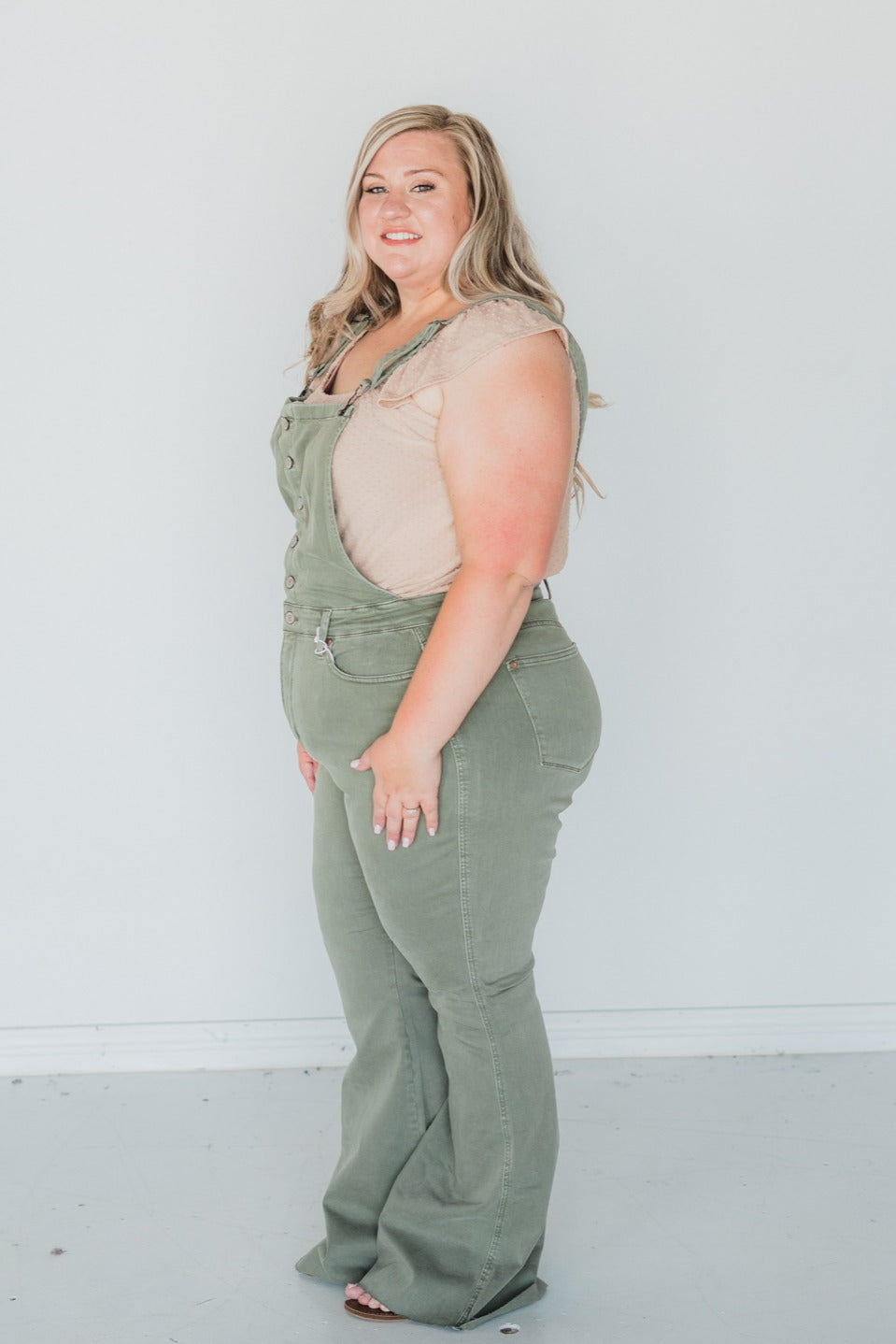 Olive to Feel Fab Judy Blue Tummy Control Overall - Final Sale