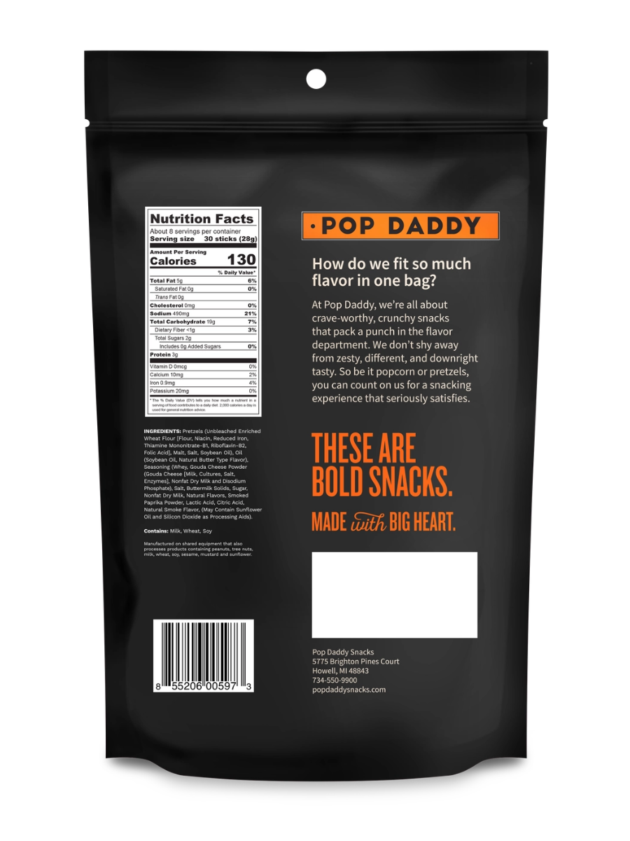 7.5oz Pop Daddy Pretzels - Smoked Gouda