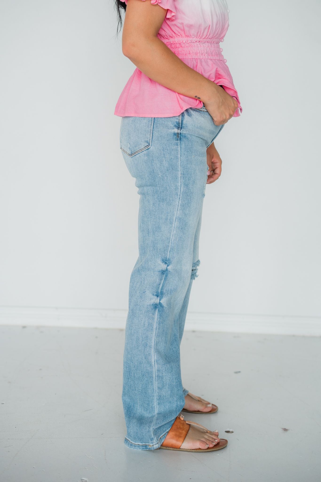 Daddy's Girl - Judy Blue Knee Destroy Straight Dad Jeans - Final Sale