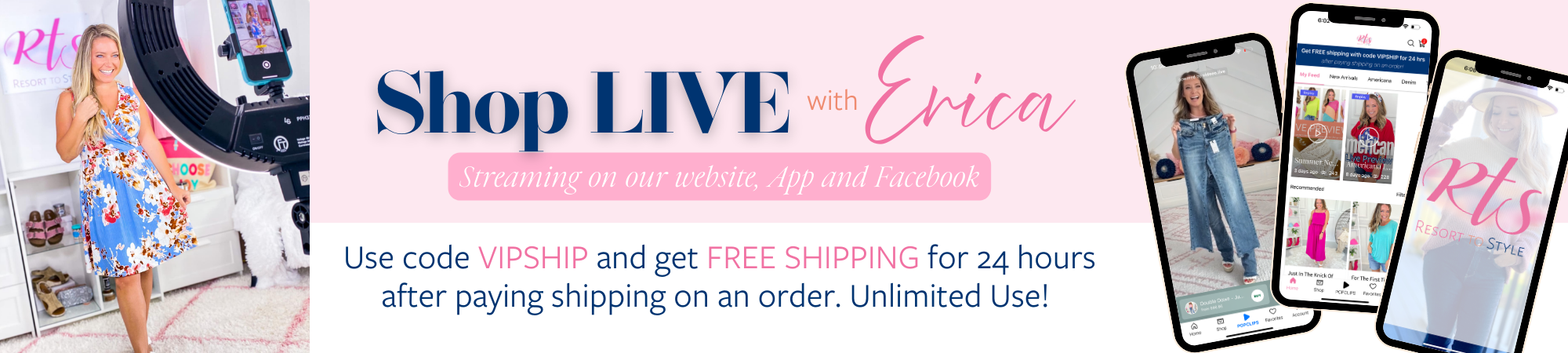 Shop LIVE on our website, App or Facebook