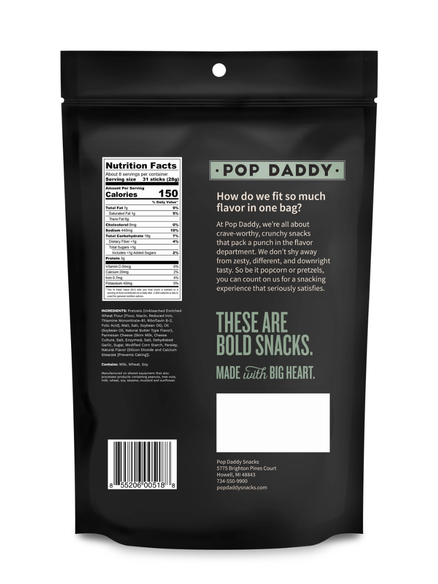 7.5oz Pop Daddy Pretzels - Garlic Parm