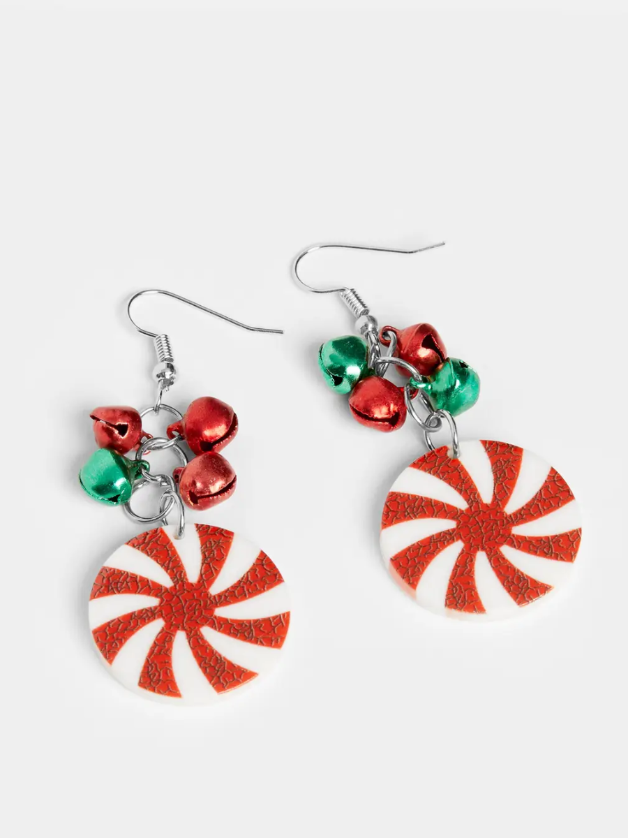 Peppermint Swirl Jingle Balls Earrings