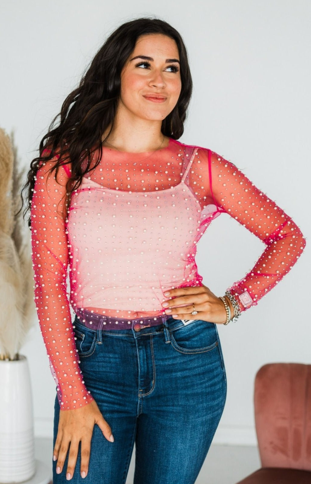 Perfect Pearls Mesh Top - Final Sale
