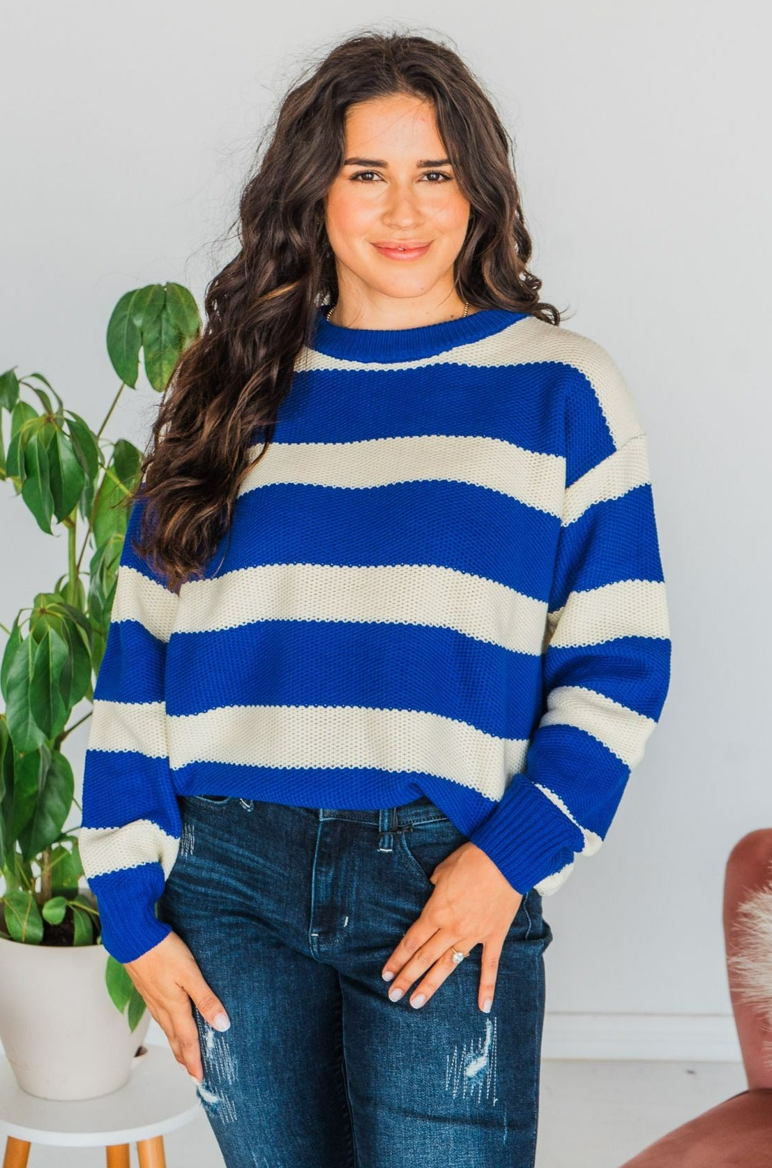 Might Stay In Striped Sweater  - Final Sale
