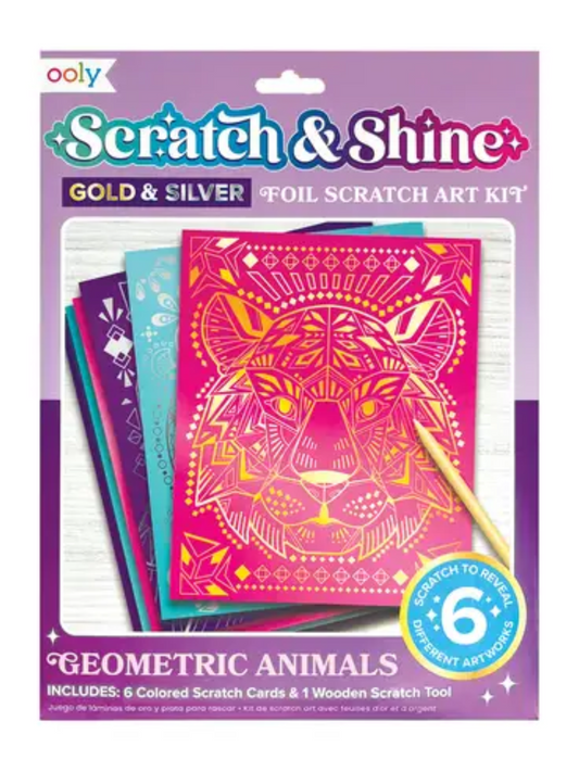 Scratch & Shine Art Kit - Geometric Animals