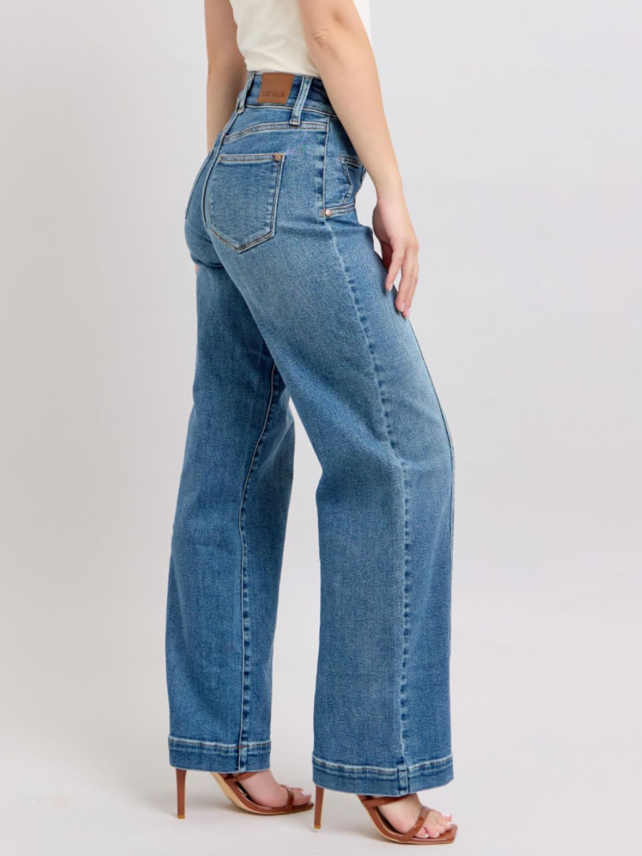 A Star Is Born - Judy Blue Front Seam Detail Wide Leg Jeans