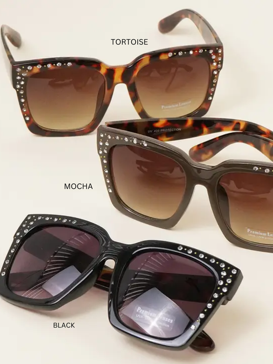 Rhinestone Square Sunglasses