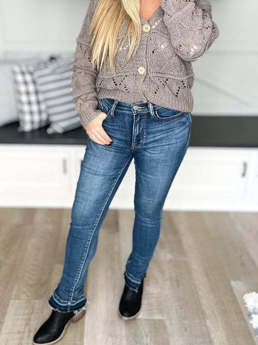 After Midnight - Judy Blue Released Hem Side Slit Skinny Jean