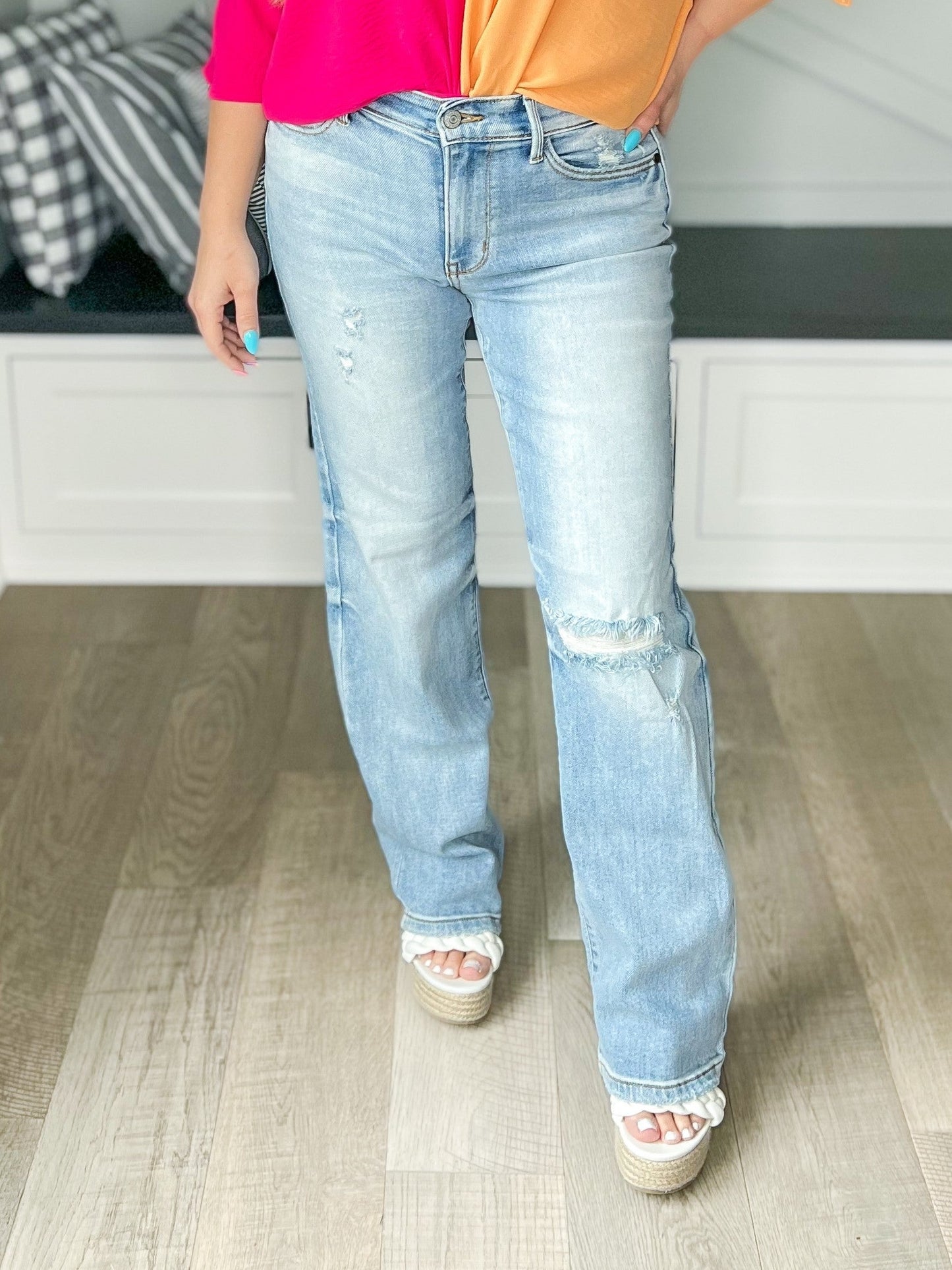 Daddy's Girl - Judy Blue Knee Destroy Straight Dad Jeans