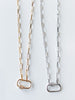 Gold Dipped Chain Link Necklace With  Oval Pendant