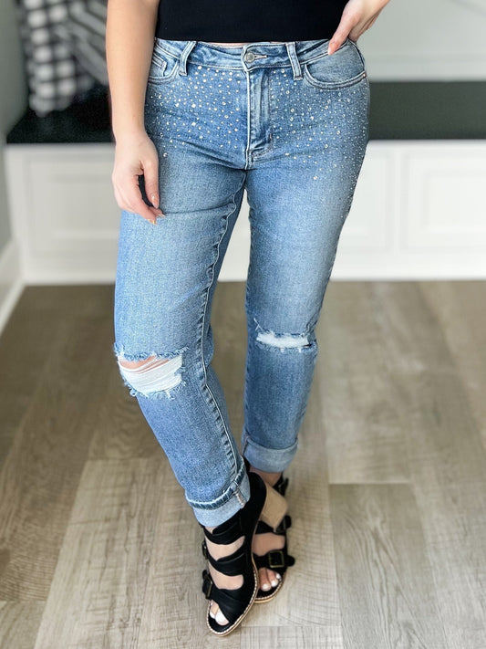 Girl's Best Friend - Judy Blue Rhinestone Embellished Slim Jeans