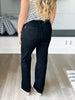 All In - Judy Blue Criss Cross Waistband  Black Straight Jeans