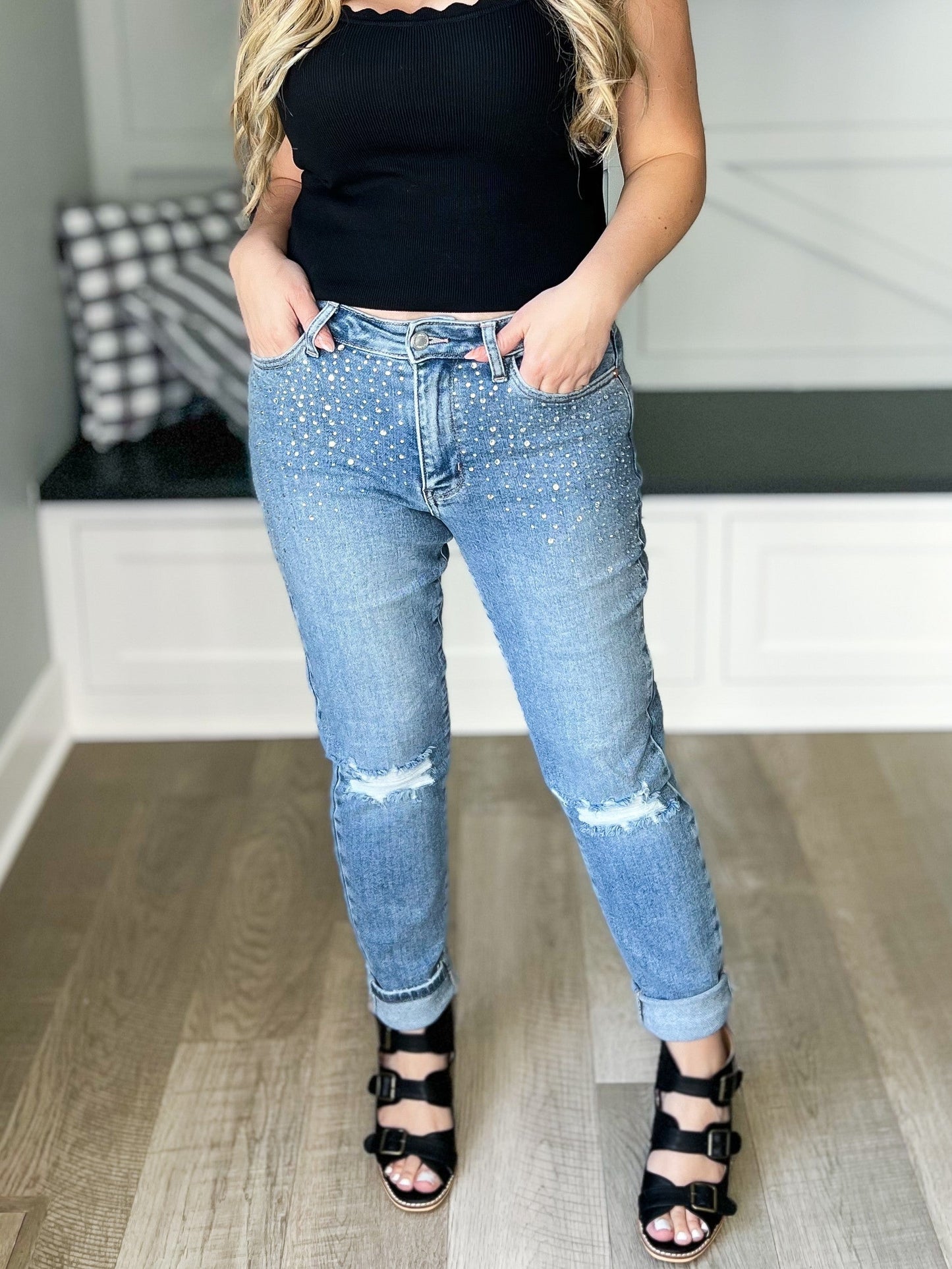 Girl's Best Friend - Judy Blue Rhinestone Embellished Slim Jeans