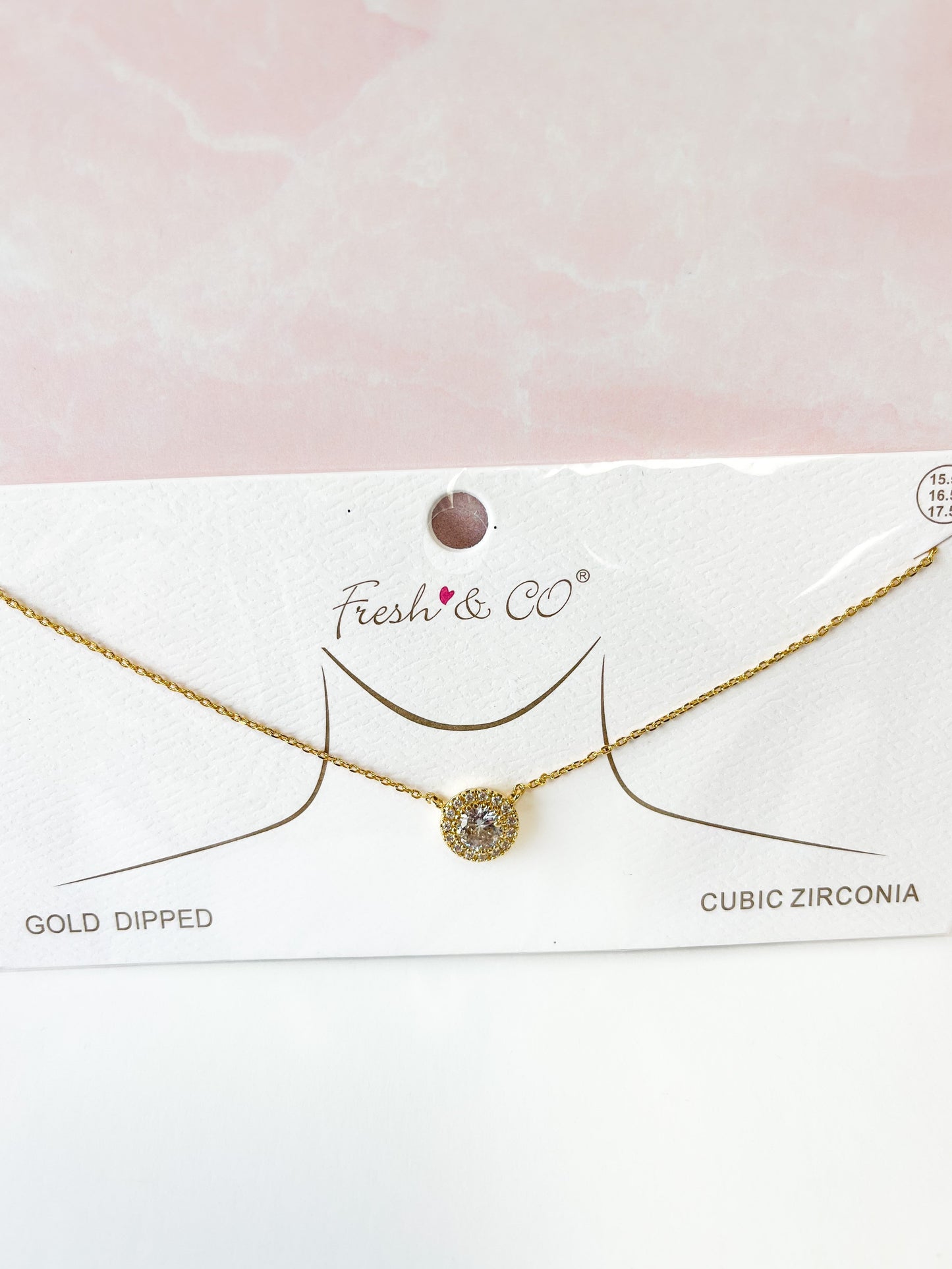 Gold Dipped Cubic Zirconia Big Stone Pendant Necklace
