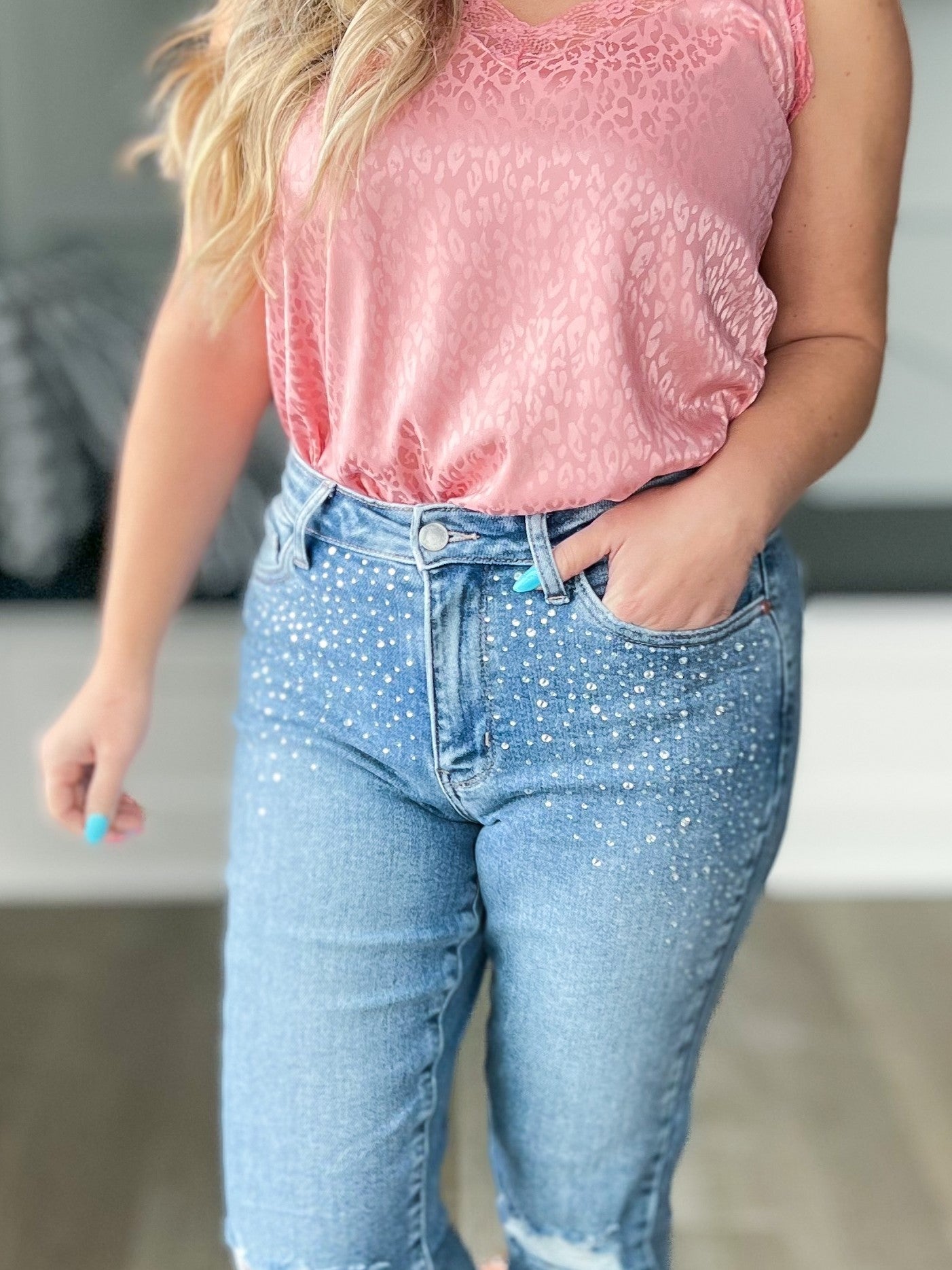 Girl's Best Friend - Judy Blue Rhinestone Embellished Slim Jeans – Resort  to Style