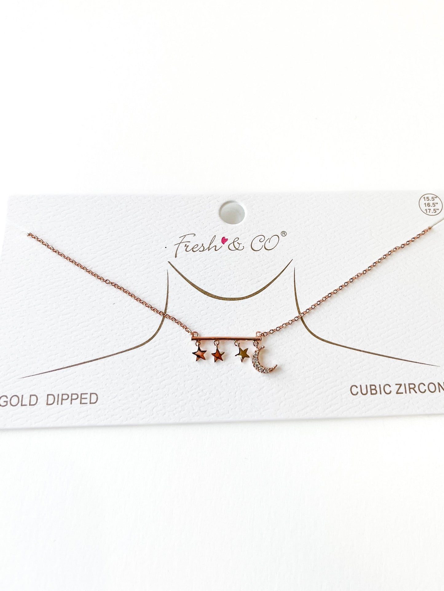 Gold Dipped Moon And Stars Pendant Necklace