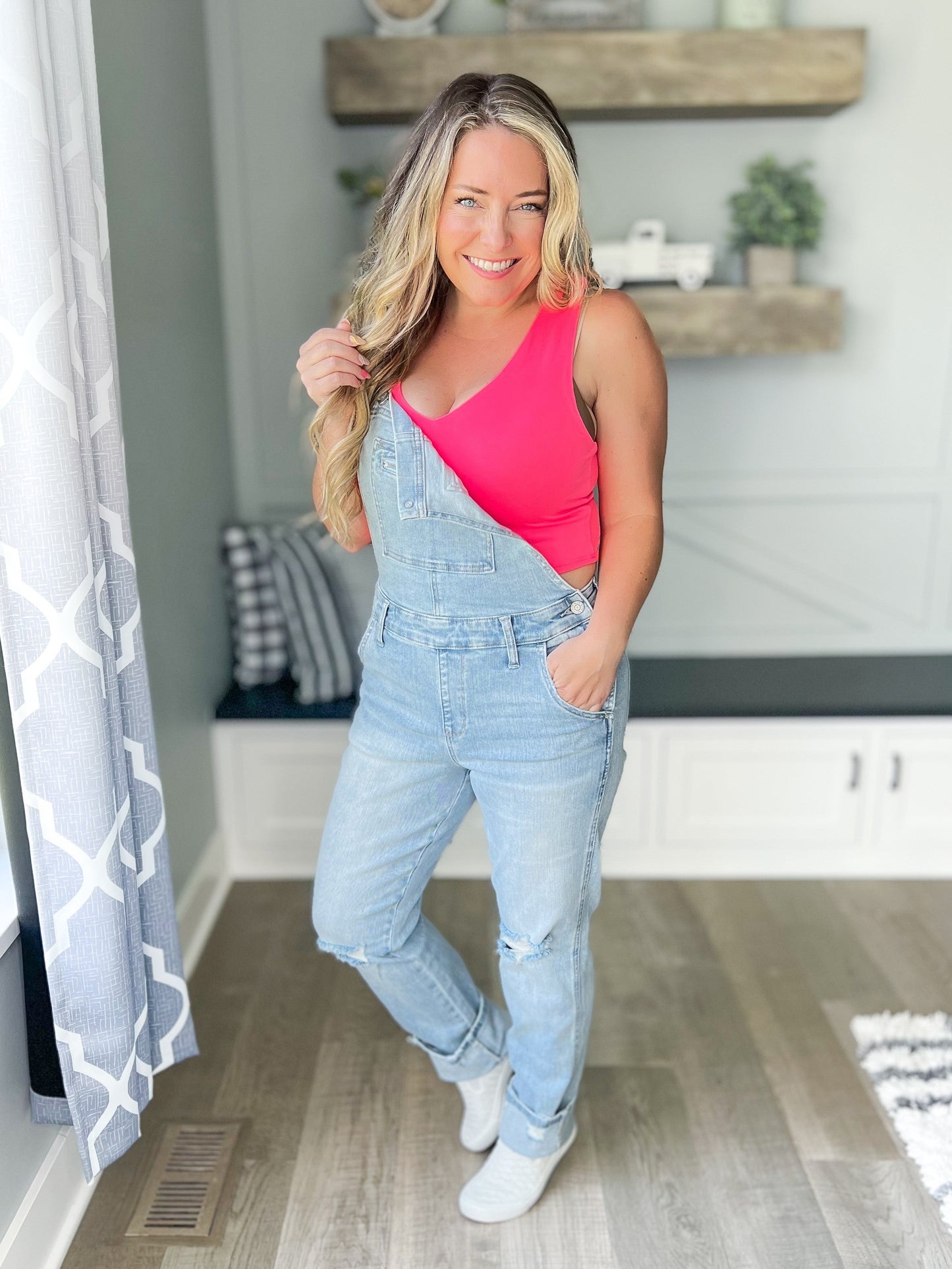 Judy Blue Destroyed Straight Overalls  - Final Sale